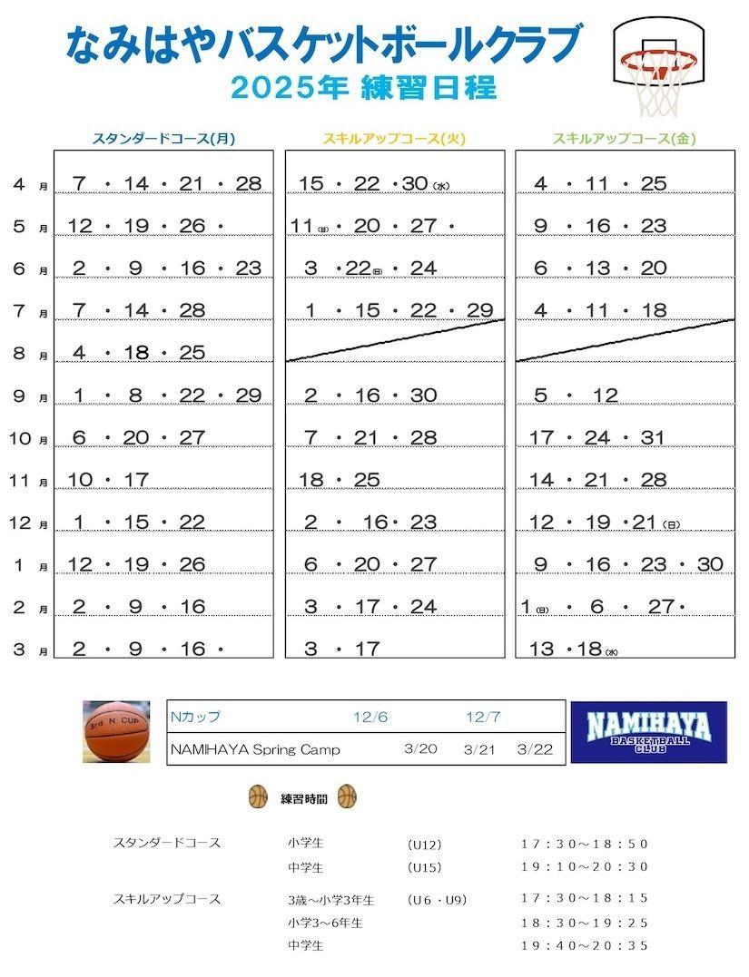 練習日程